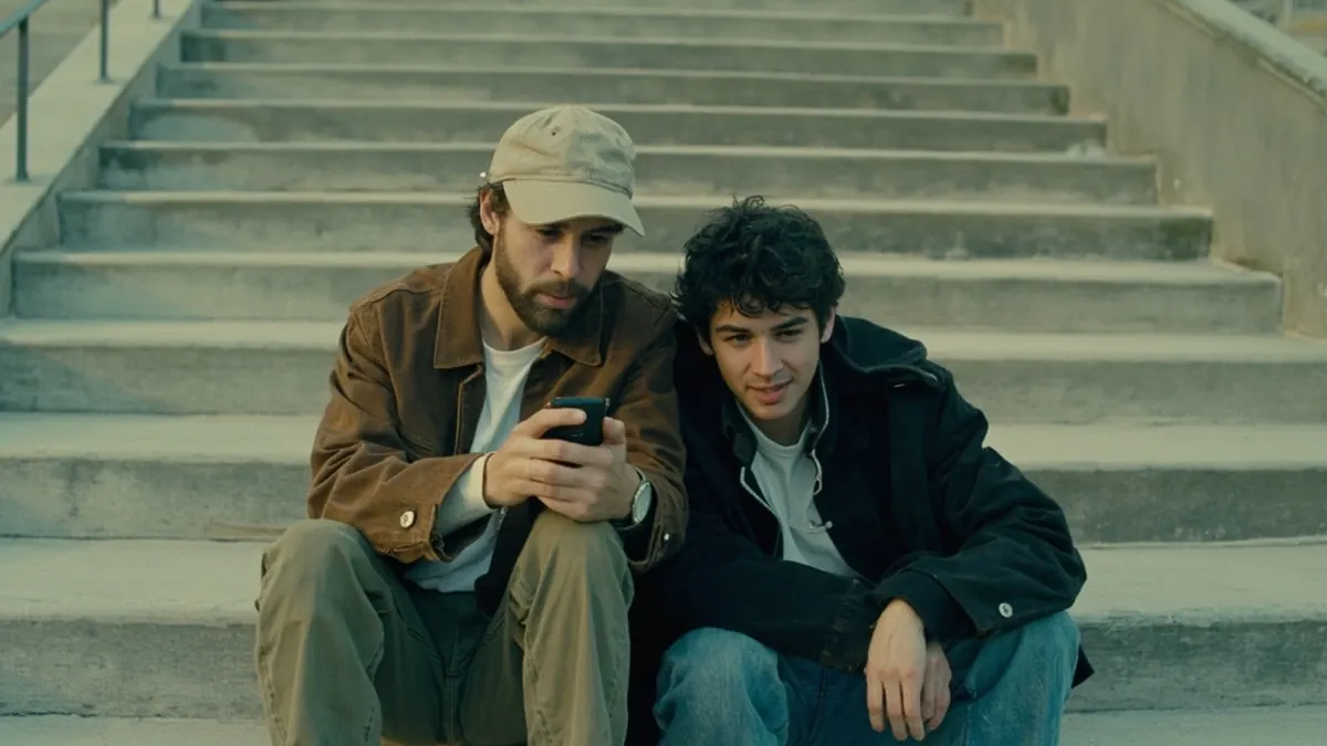 Friends watching cricket without frantic phone stacking
