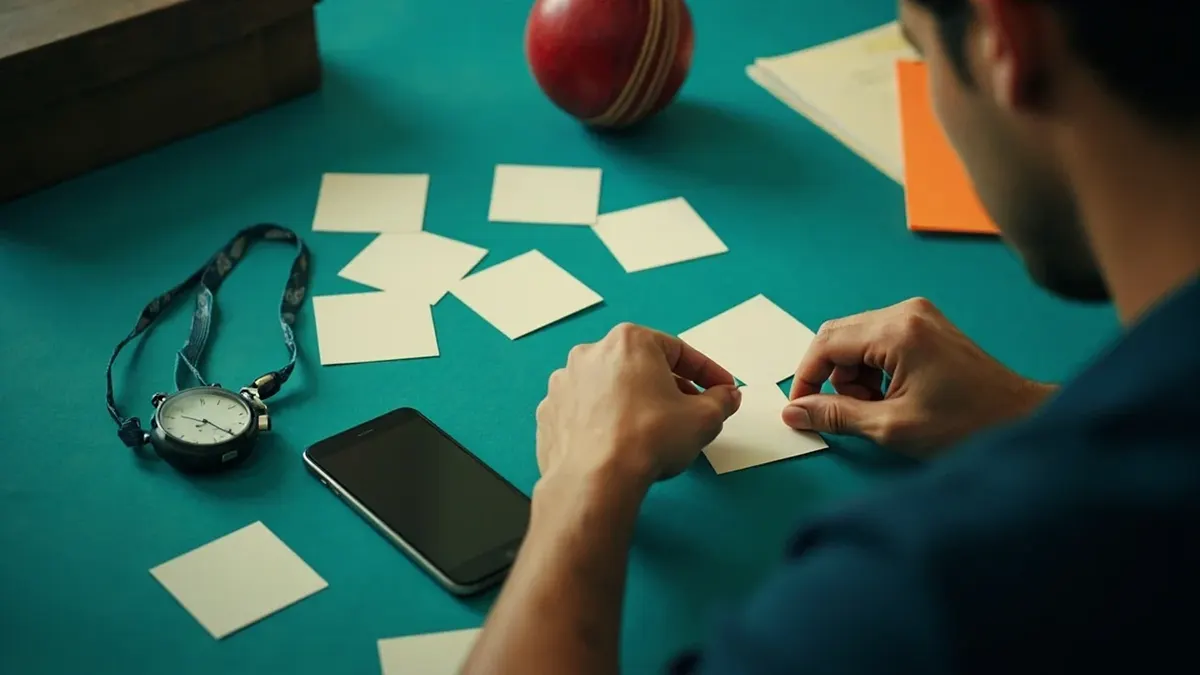 Analyst assembling an evidence board for a fantasy app review